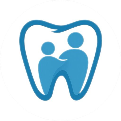 Newsham Dental Logo Icon, two blue figures inside a tooth