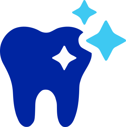 icon of a clean tooth with 3 sparkles