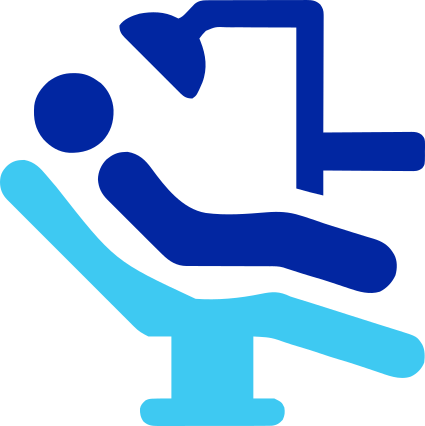 icon of a patient in a dental office chair
