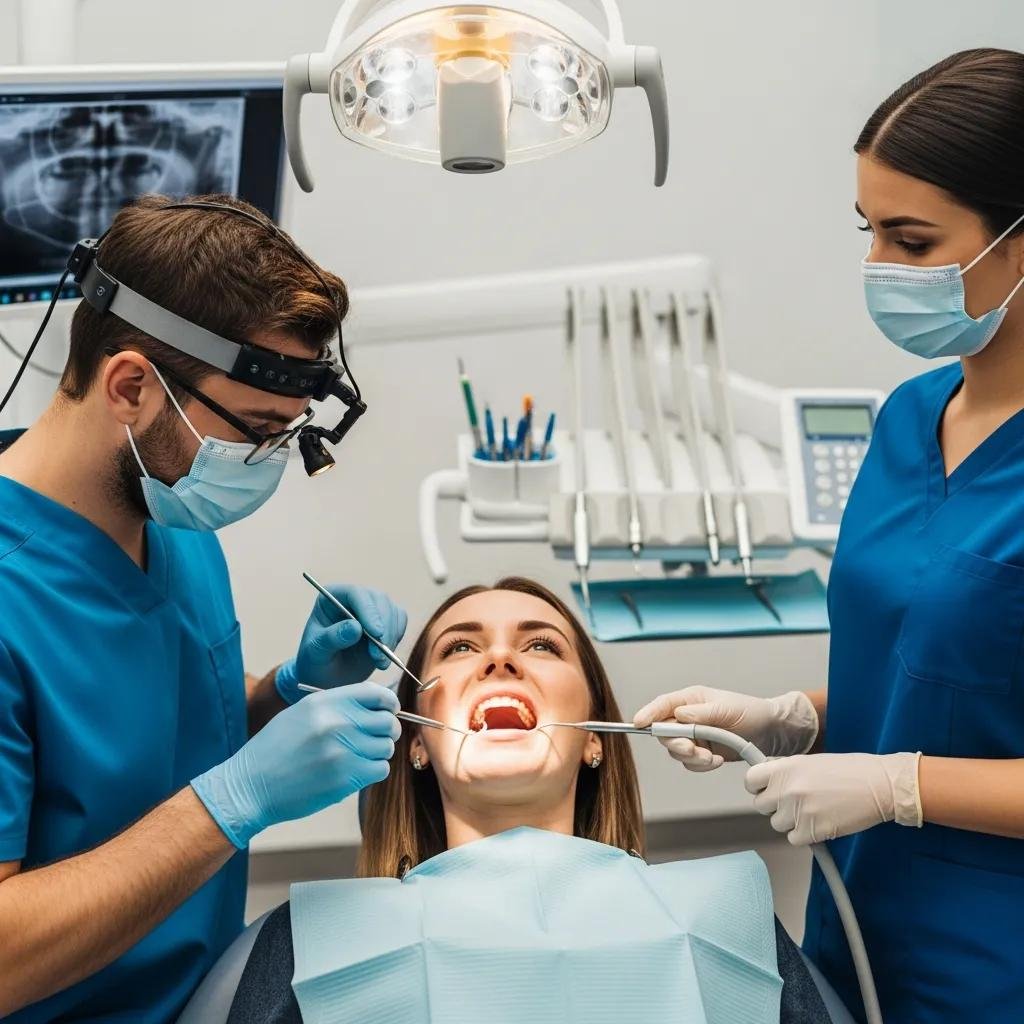 Dentist providing emergency dental care to a patient, highlighting the importance of timely dental services and anxiety management in pediatric dentistry.