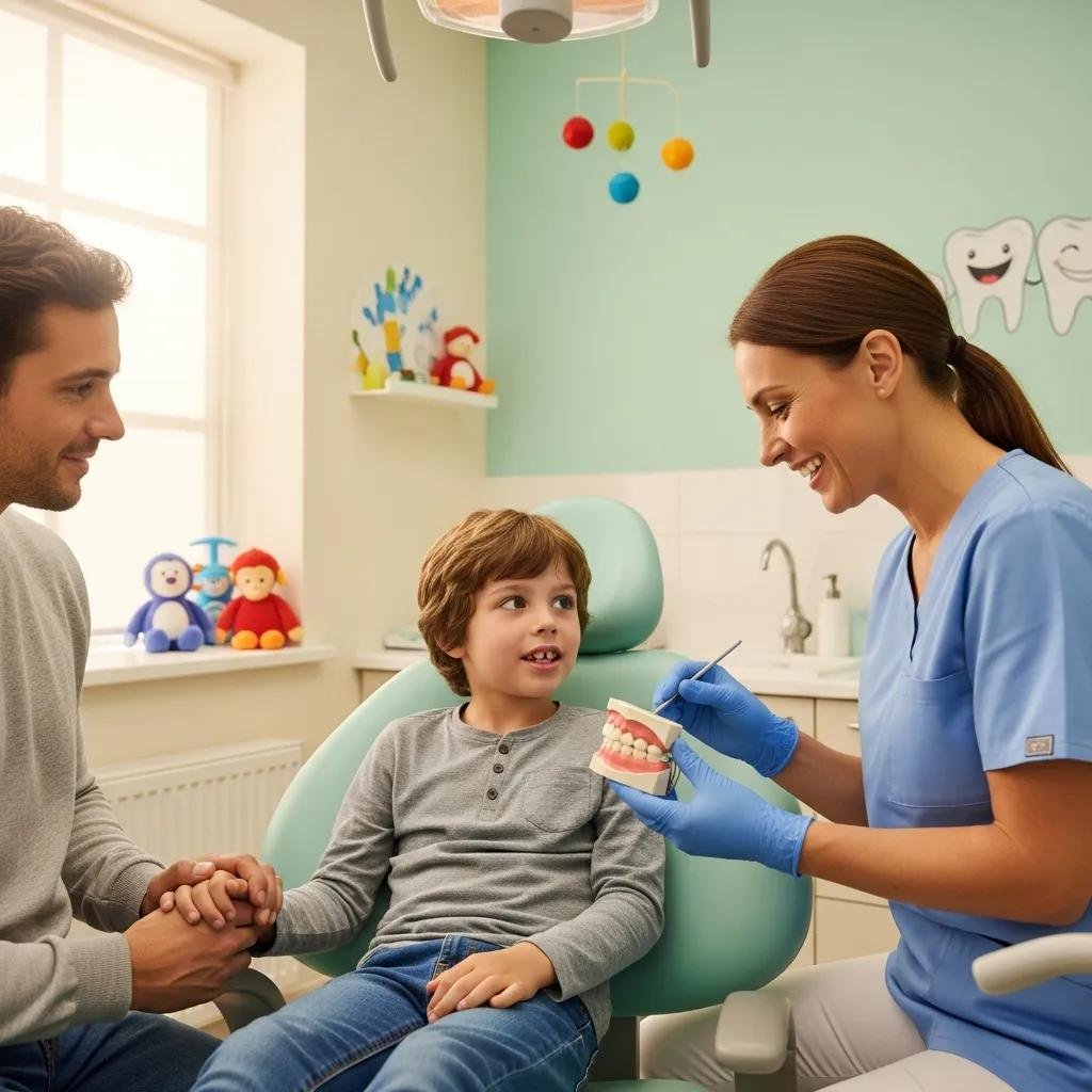 Parent comforting child in dental office, illustrating techniques to manage dental anxiety
