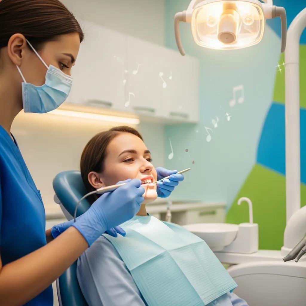 Patient receiving gentle dental care in a calming environment, highlighting anxiety management techniques