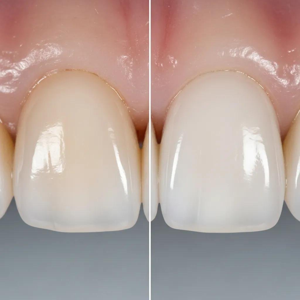 Comparison of dental bonding and veneers on teeth, showcasing natural appearance versus polished finish