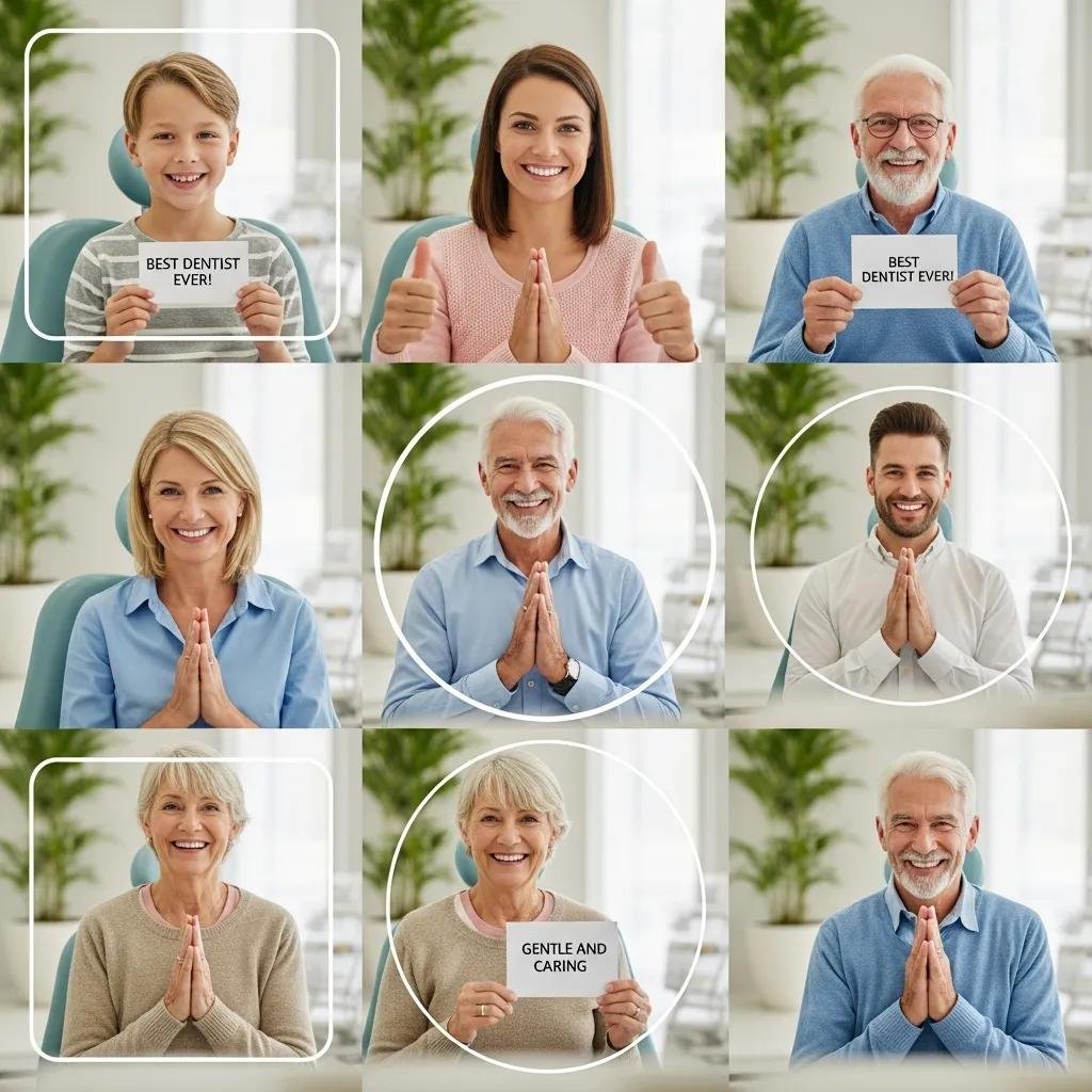 Happy patients sharing positive testimonials about compassionate dental care