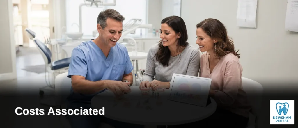 Dentist consulting with family about dental implant costs and tooth replacement options at Newsham Dental.