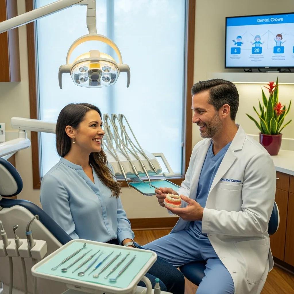 Dental consultation for custom crowns in a welcoming dentist's office