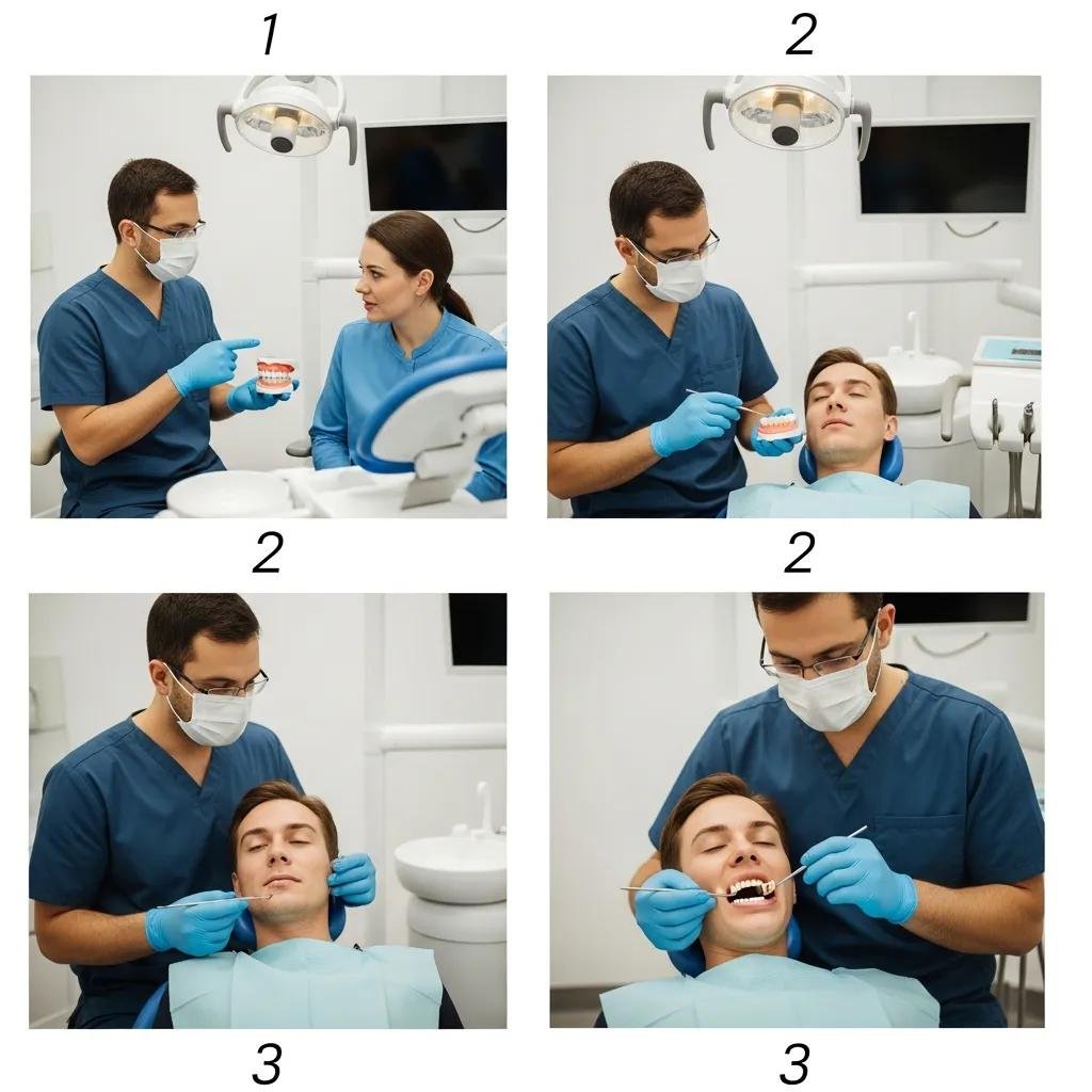 Step-by-step visual of the dental bridge procedure in a clinical setting